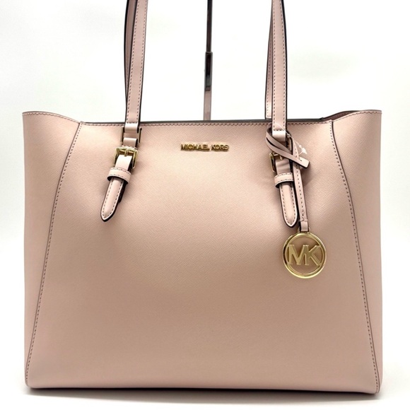 Michael Kors Charlotte LG Tote Bag 3 IN 1 Leather Shoulder Bag Powder Blush - Picture 1 of 12